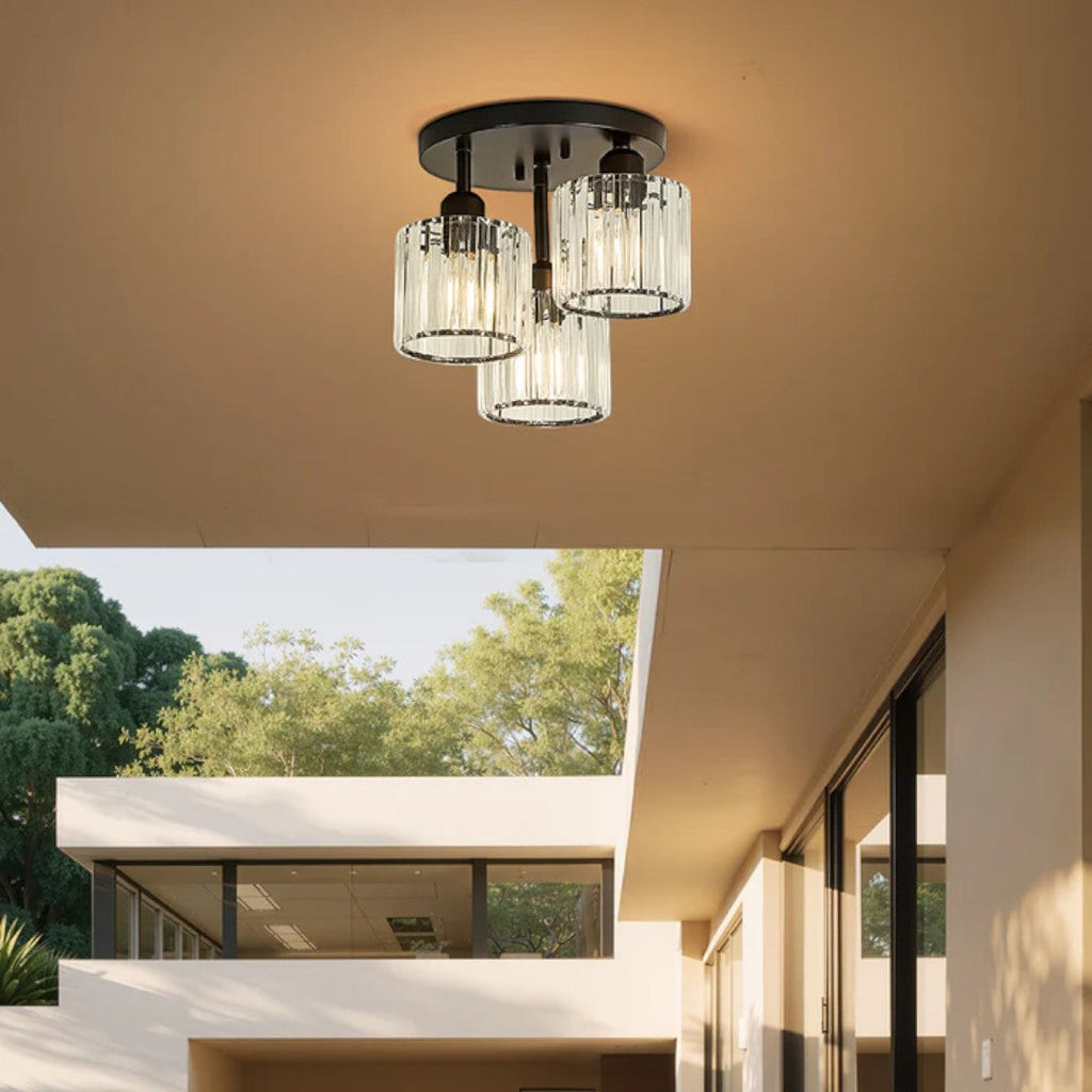 Semi-Flush Crystal Ceiling Light, 3 x E27, 25 cm