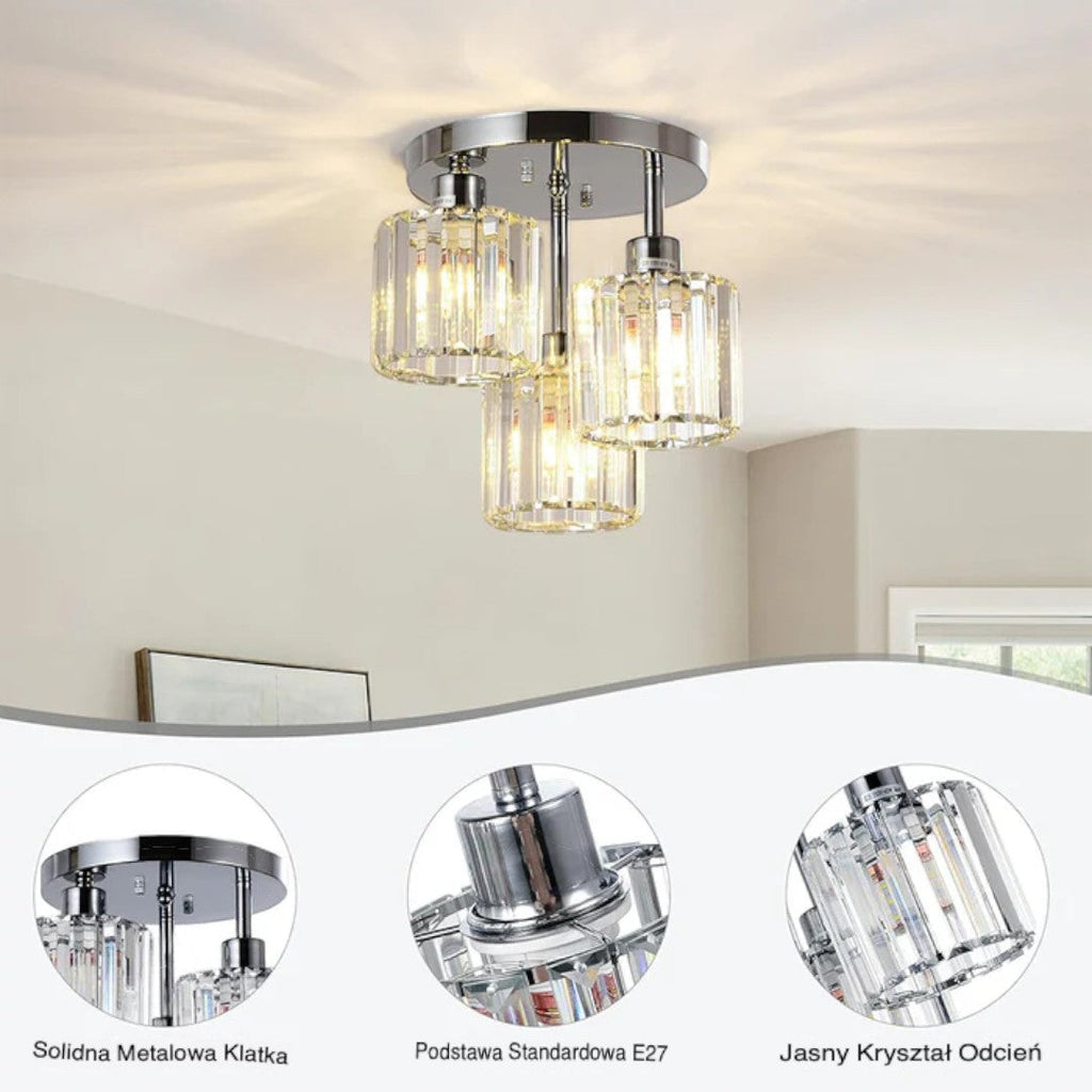 Semi-Flush Crystal Ceiling Light, 3 x E27, 25 cm