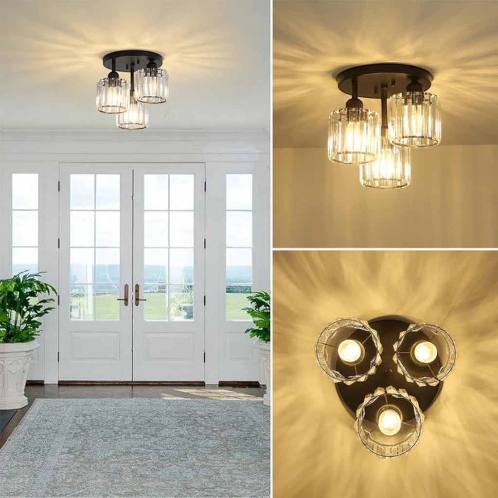 Semi-Flush Crystal Ceiling Light, 3 x E27, 25 cm