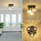 Semi-Flush Crystal Ceiling Light, 3 x E27, 25 cm