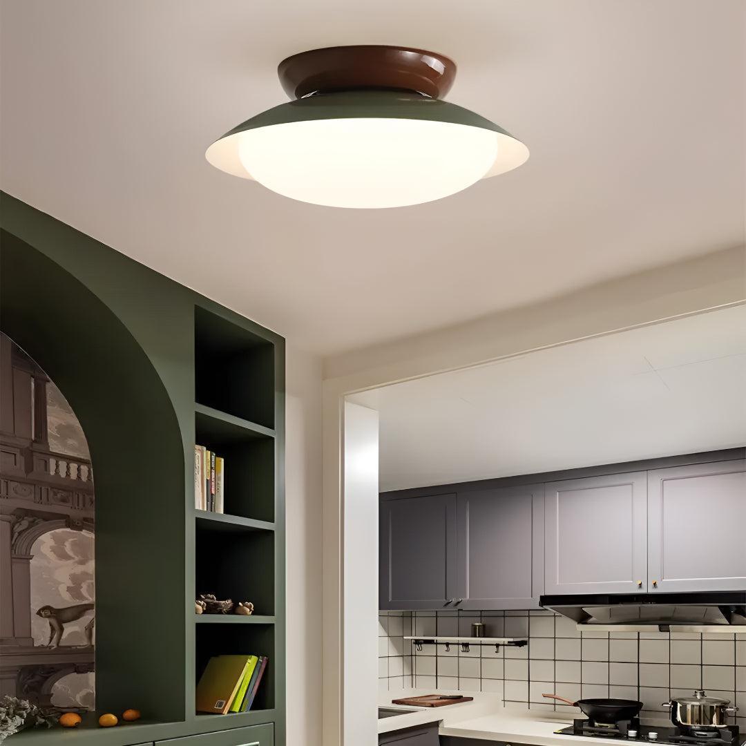 Retro Dome Ceiling Light with Integrated LED Panel, 25 cm