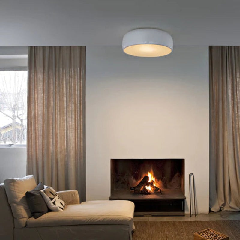 Retro Flush Ceiling Light with Opal Acrylic Diffuser, 2 Sizes