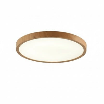 Ultra-Slim Round Ceiling Light with Wood-Effect Frame, 3 Light Modes