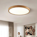 Ultra-Slim Round Ceiling Light with Wood-Effect Frame, 3 Light Modes
