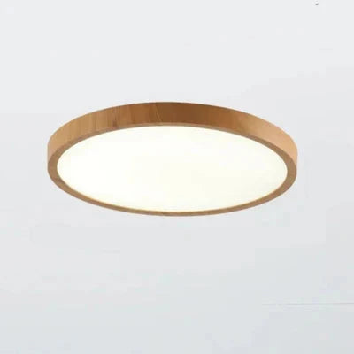 Ultra-Slim Round Ceiling Light with Wood-Effect Frame, 3 Light Modes