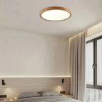 Ultra-Slim Round Ceiling Light with Wood-Effect Frame, 3 Light Modes