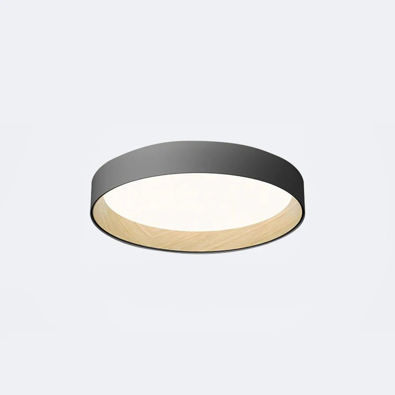 Scandi Round Ceiling Light with Wood-Effect Inner and Acrylic Shade