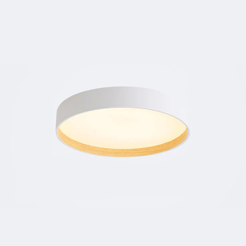 Scandi Round Ceiling Light with Wood-Effect Inner and Acrylic Shade