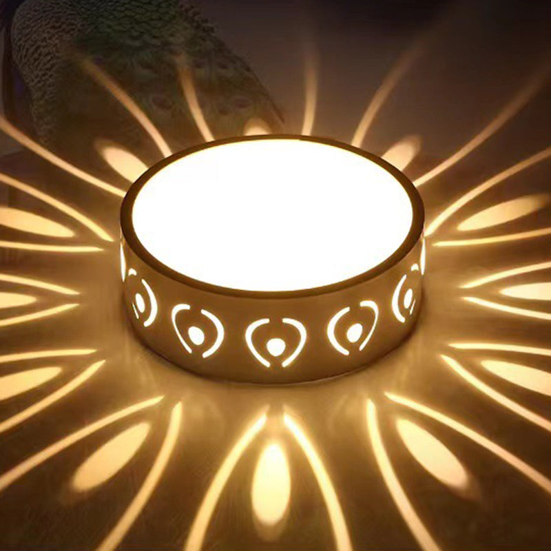 Scandinavian Round Ceiling Light with Shadow Pattern Effect