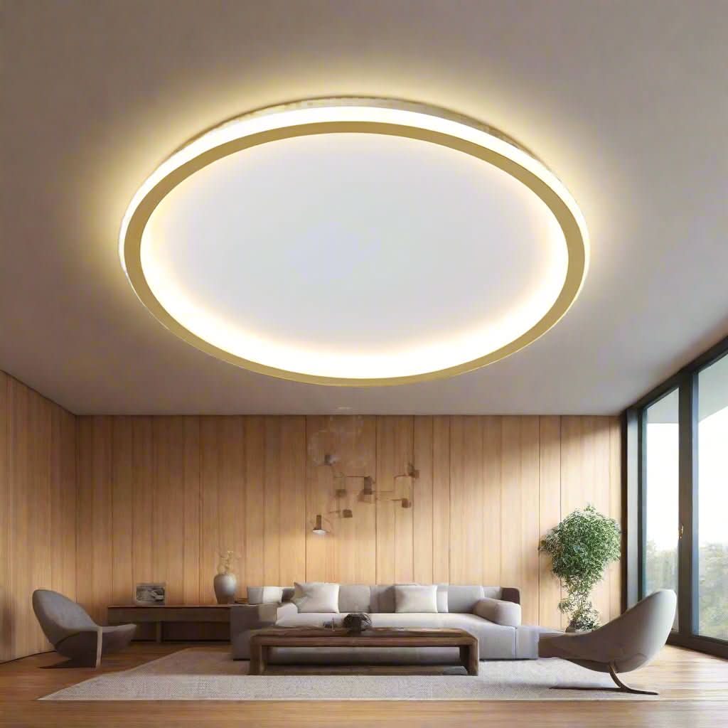 Scandi Round LED Ceiling Light, Dimmable with Remote