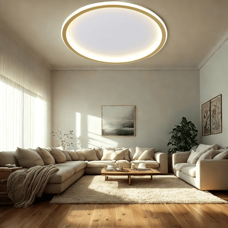 Scandi Round LED Ceiling Light, Dimmable with Remote