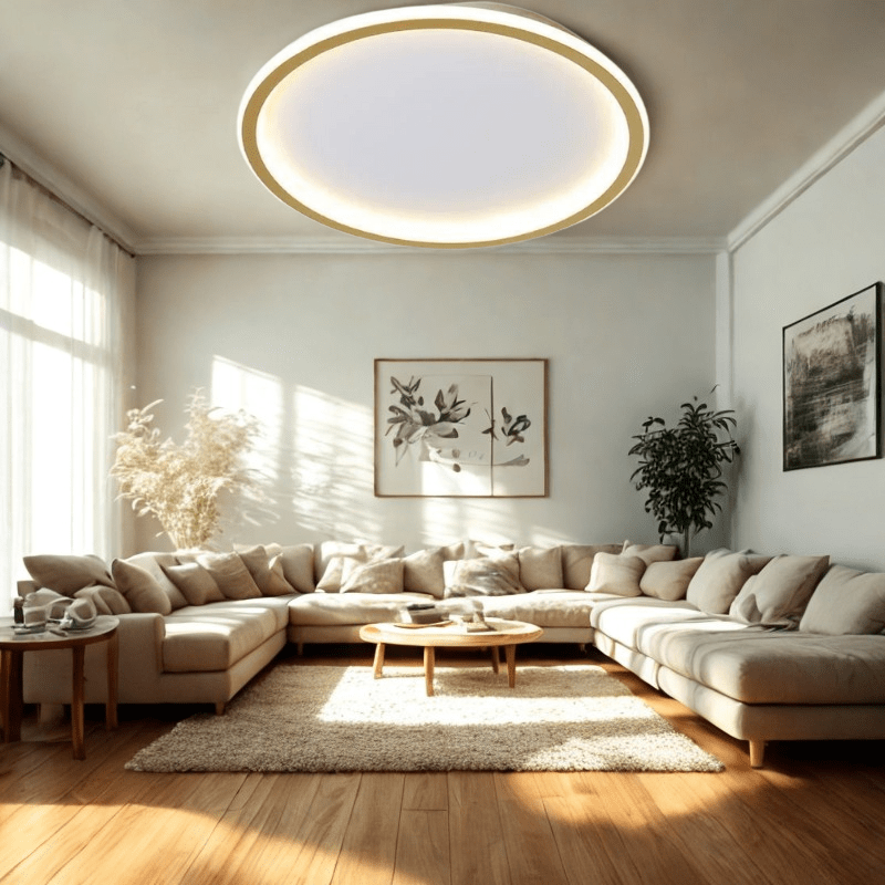 Scandi Round LED Ceiling Light, Dimmable with Remote