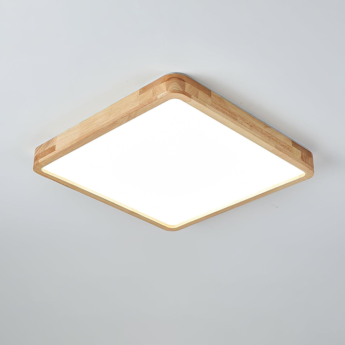 Rubberwood Frame LED Ceiling Light, Three Shapes