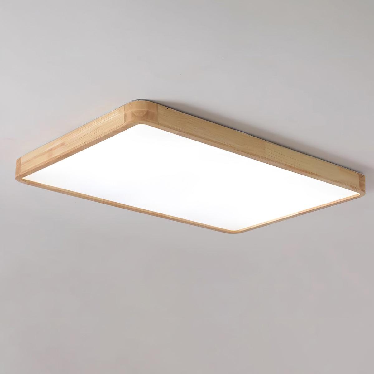 Rubberwood Frame LED Ceiling Light, Three Shapes