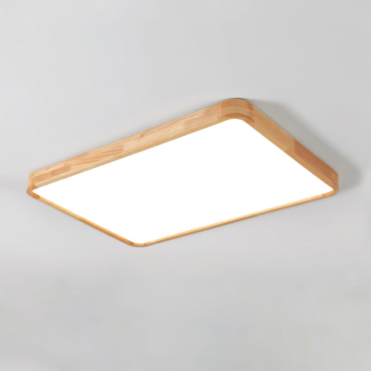 Rubberwood Frame LED Ceiling Light, Three Shapes