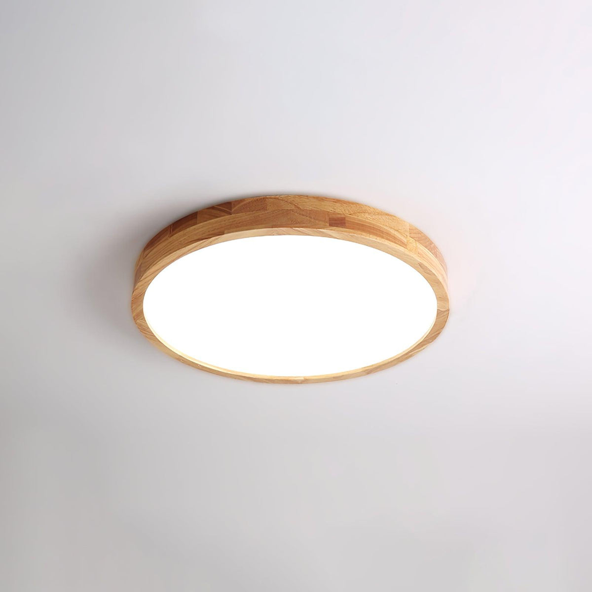 Rubberwood Frame LED Ceiling Light, Three Shapes