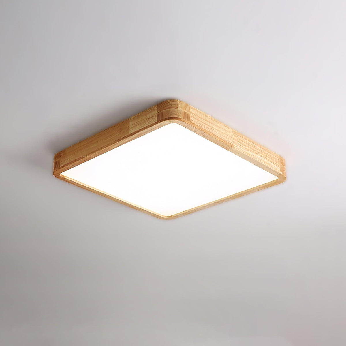 Rubberwood Frame LED Ceiling Light, Three Shapes
