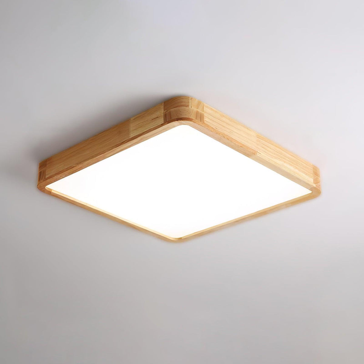 Rubberwood Frame LED Ceiling Light, Three Shapes