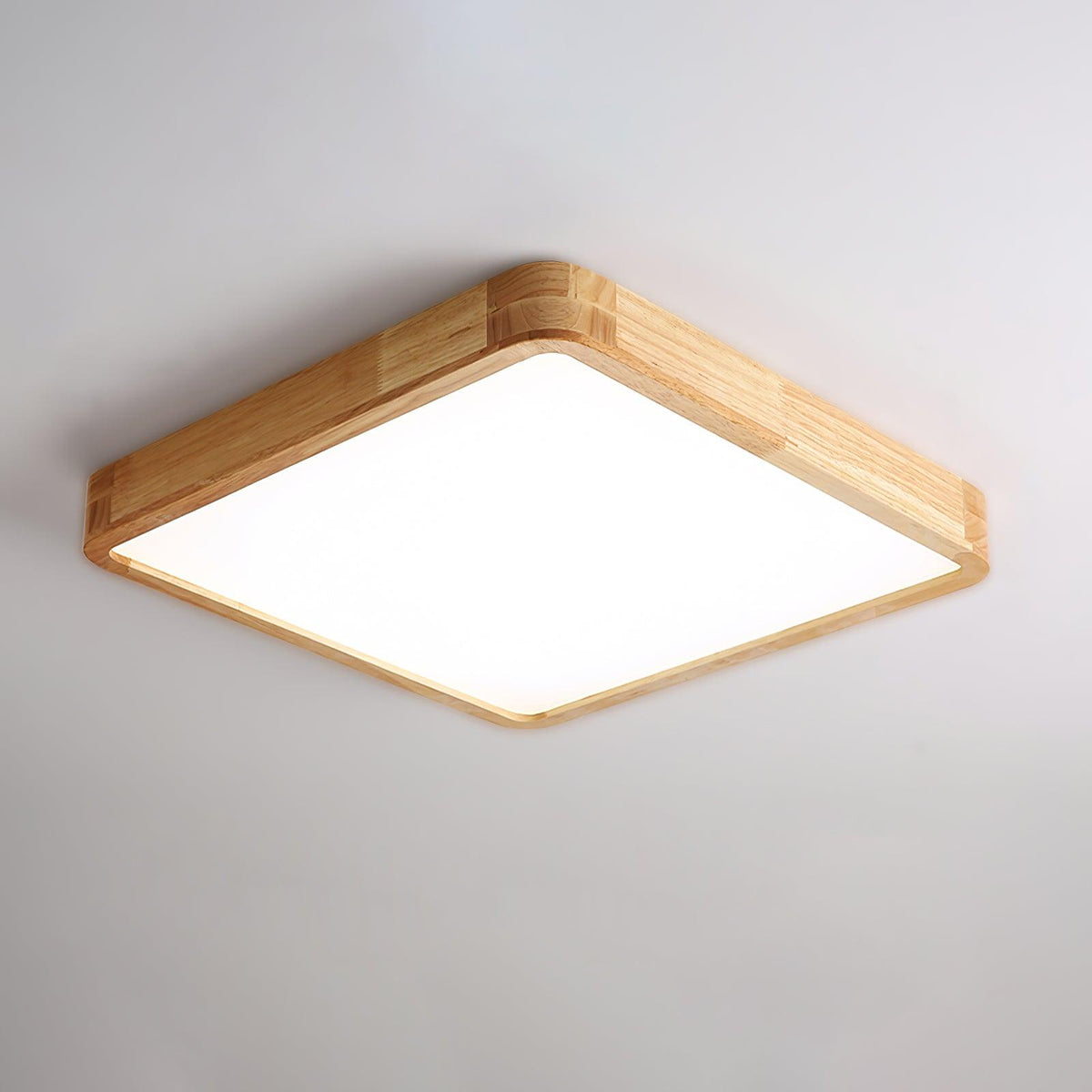 Rubberwood Frame LED Ceiling Light, Three Shapes