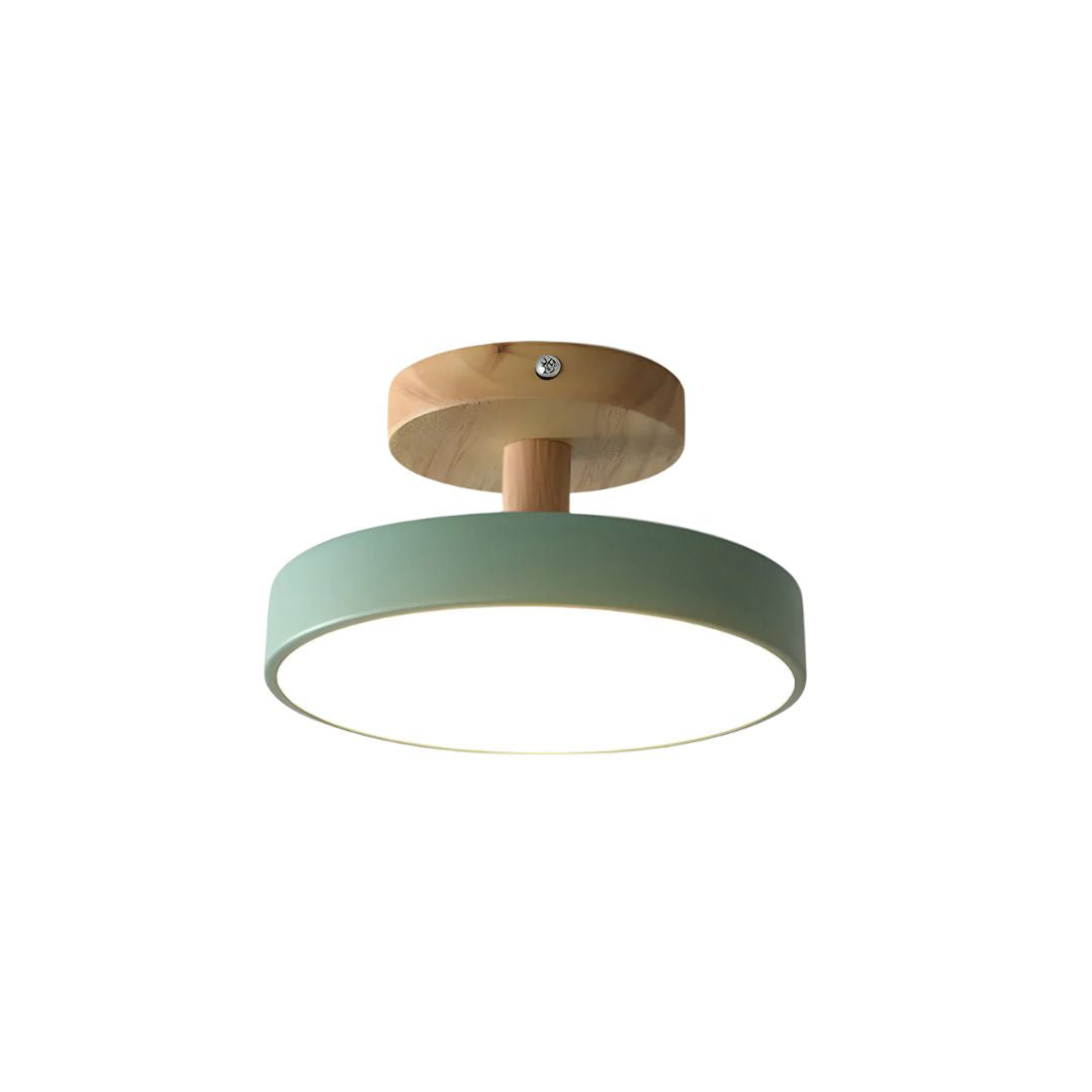 Scandi Flush Ceiling Light with Wood Canopy, 30 cm