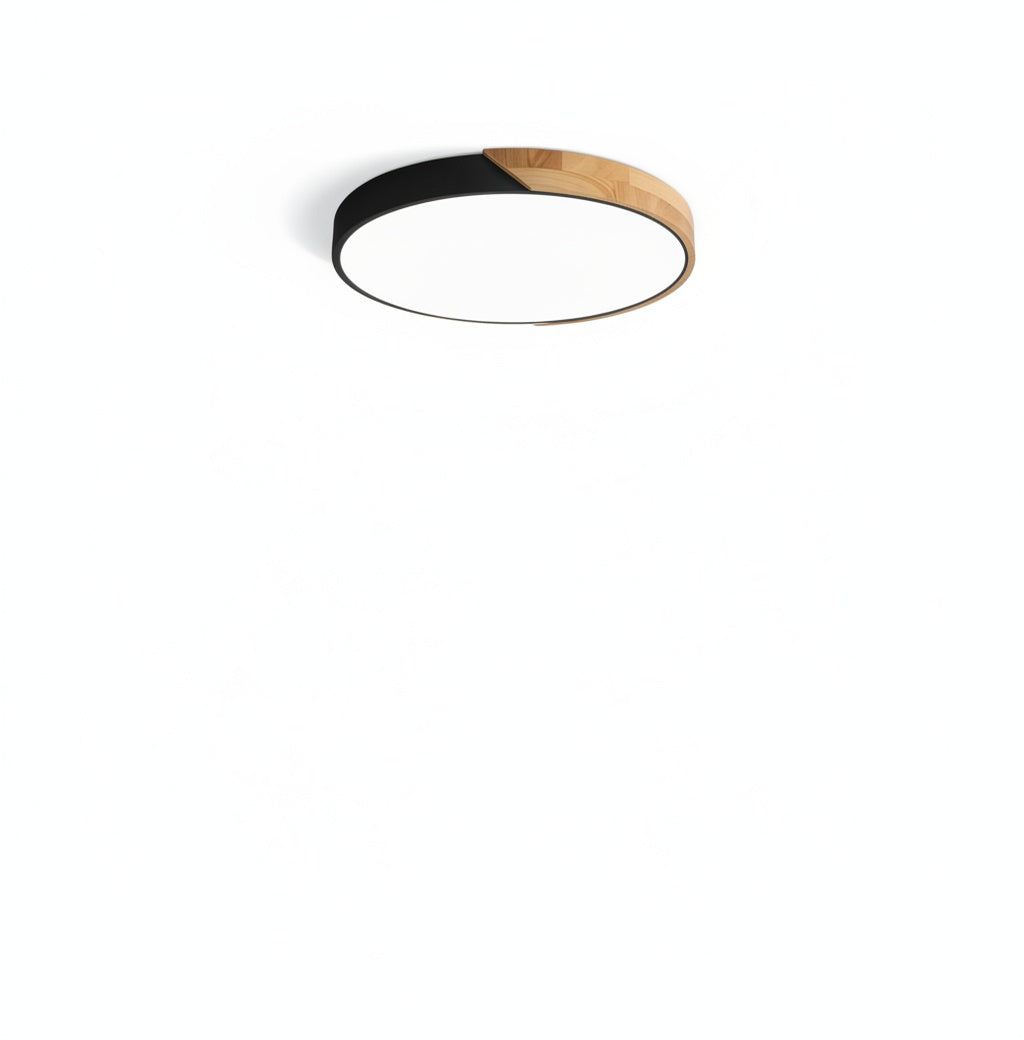 Scandi Wood Frame Flush Ceiling Light with Tri-Colour LED