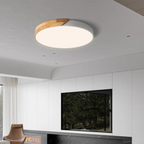 Scandi Wood Frame Flush Ceiling Light with Tri-Colour LED