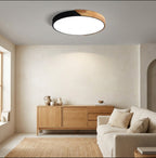 Scandi Wood Frame Flush Ceiling Light with Tri-Colour LED