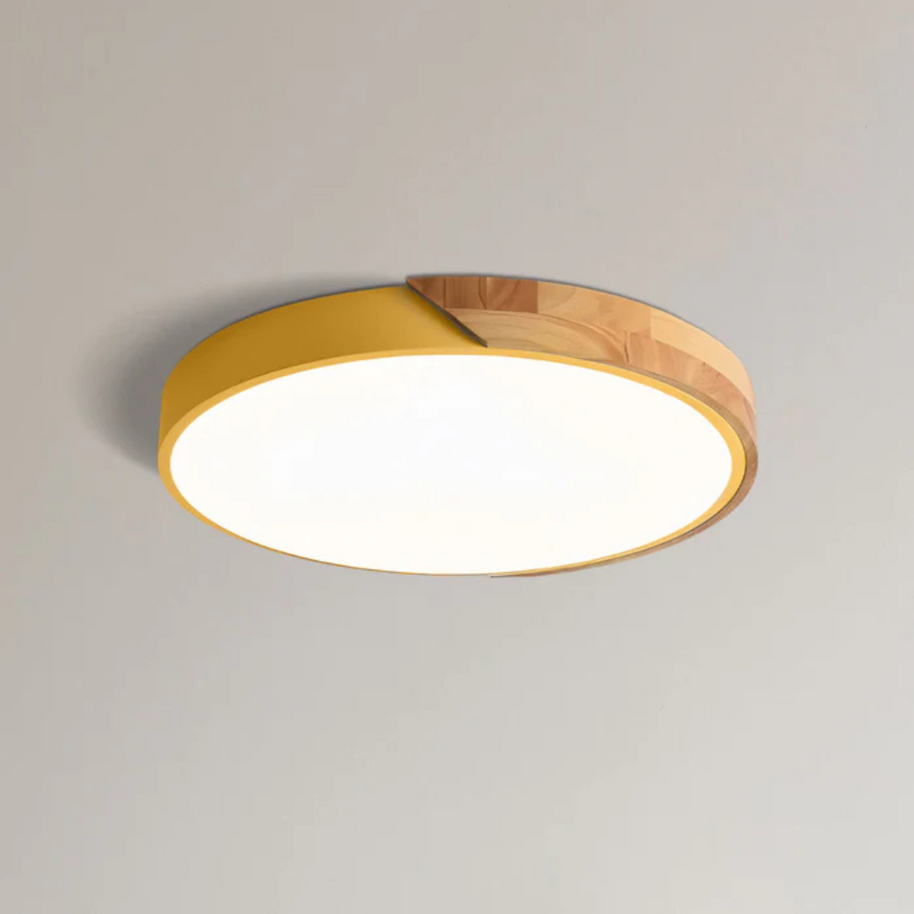 Scandi Wood Frame Flush Ceiling Light with Tri-Colour LED