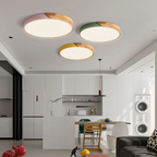 Scandi Wood Frame Flush Ceiling Light with Tri-Colour LED