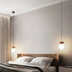 Scandi Opal Glass Globe Ceiling Light with Wooden Detail