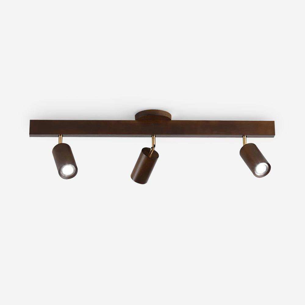 Scandinavian Wood Track Ceiling Light with Adjustable Spots