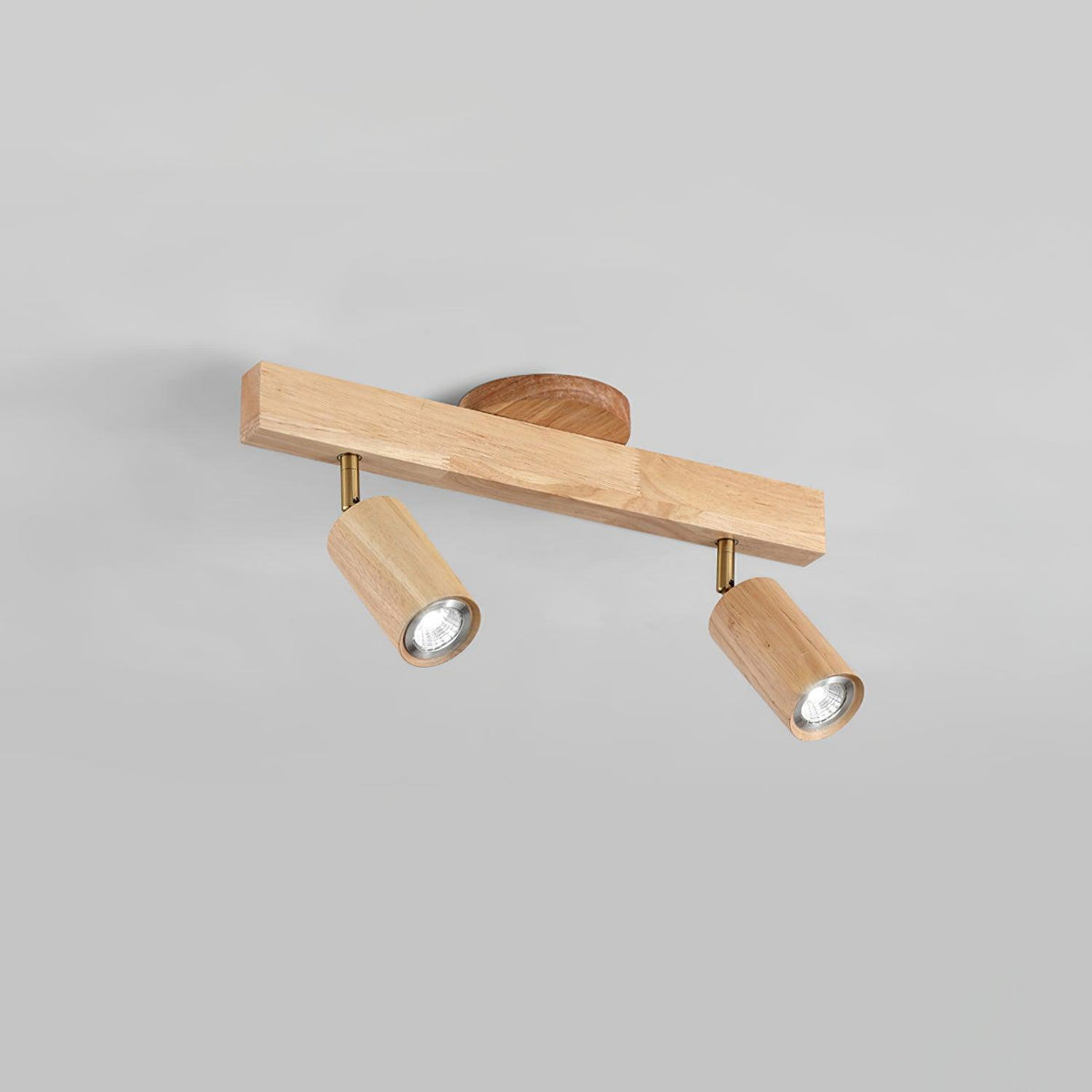 Scandinavian Wood Track Ceiling Light with Adjustable Spots
