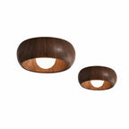 Scandi Wood Dome Flush Ceiling Light, 30 cm