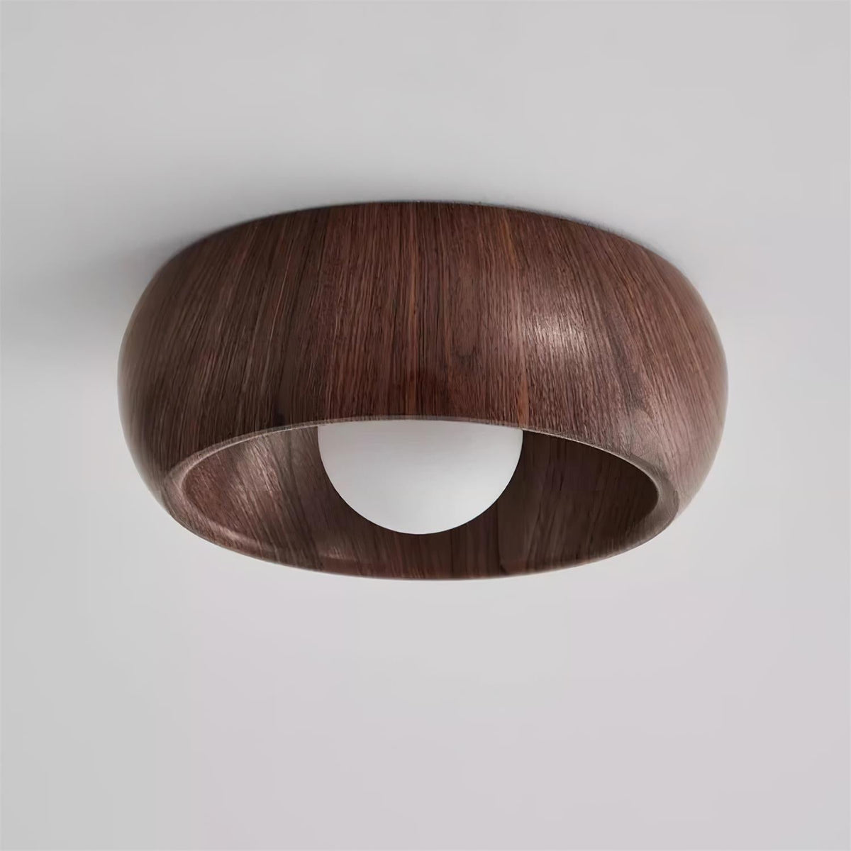 Scandi Wood Dome Flush Ceiling Light, 30 cm