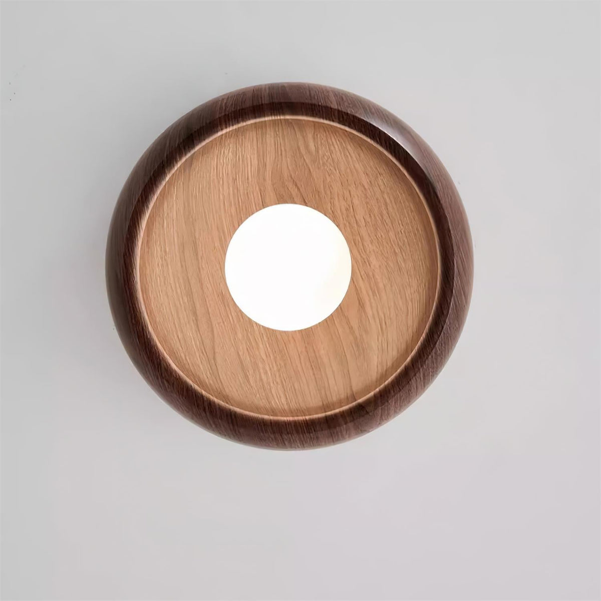 Scandi Wood Dome Flush Ceiling Light, 30 cm