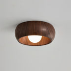 Scandi Wood Dome Flush Ceiling Light, 30 cm