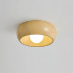 Scandi Wood Dome Flush Ceiling Light, 30 cm