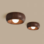 Scandi Wood Dome Flush Ceiling Light, 30 cm