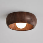 Scandi Wood Dome Flush Ceiling Light, 30 cm