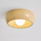 Scandi Wood Dome Flush Ceiling Light, 30 cm