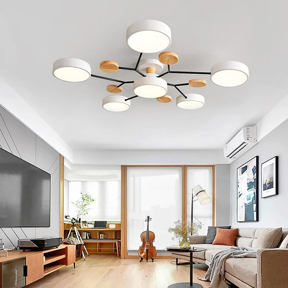 Scandi Branch Ceiling Light with 4 to 7 Cylinder Shades