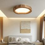 Scandinavian Ceiling Light with Wood-Effect Resin Frame