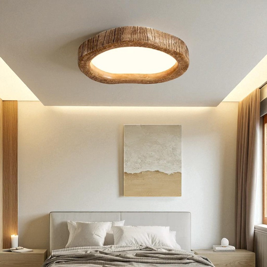 Scandinavian Ceiling Light with Wood-Effect Resin Frame