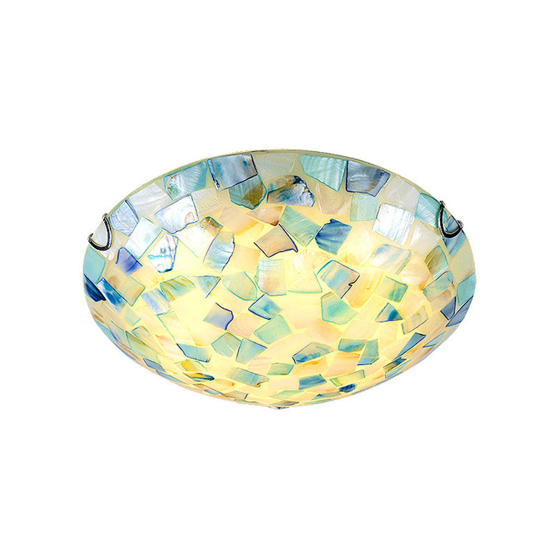Tiffany-Style Shell Mosaic Flush Mount Ceiling Light