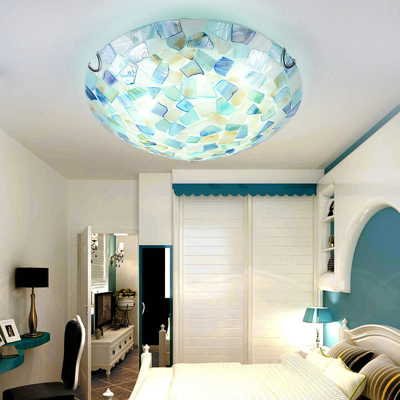 Tiffany-Style Shell Mosaic Flush Mount Ceiling Light