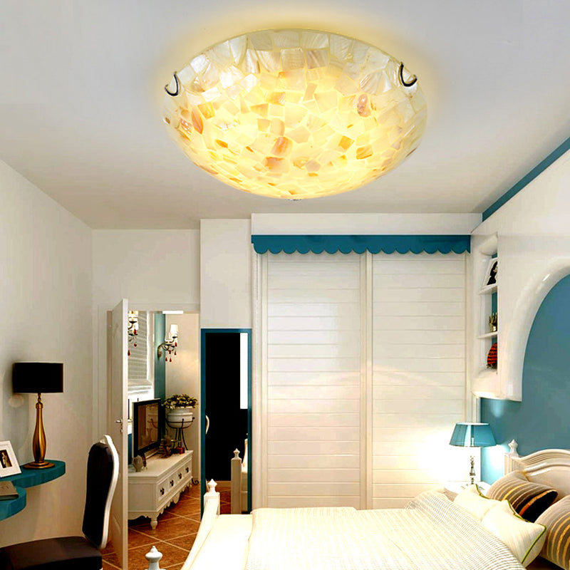 Tiffany-Style Shell Mosaic Flush Mount Ceiling Light