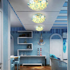 Tiffany-Style Shell Mosaic Flush Mount Ceiling Light