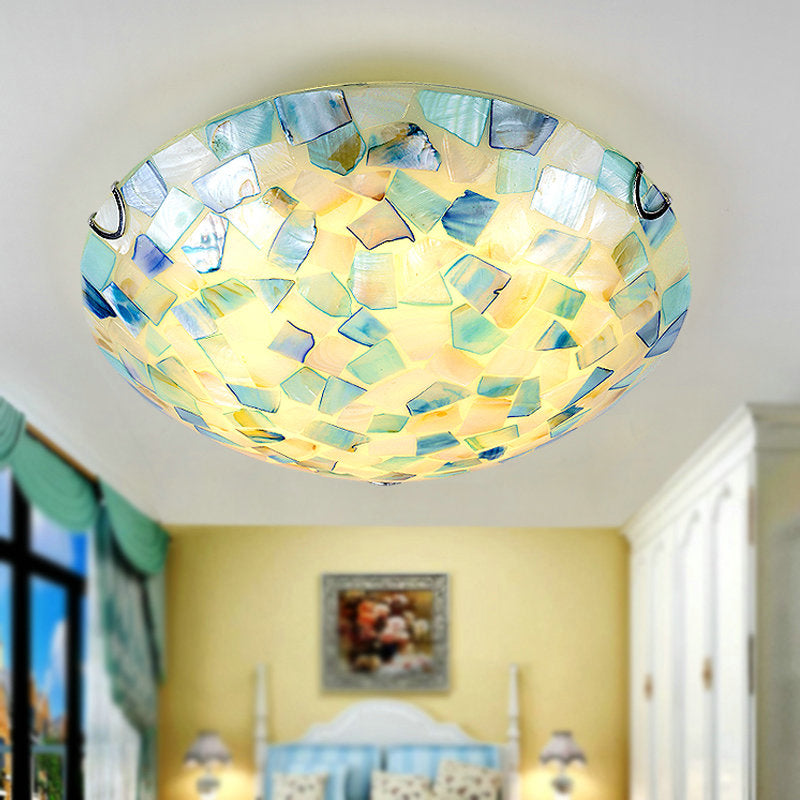 Tiffany-Style Shell Mosaic Flush Mount Ceiling Light