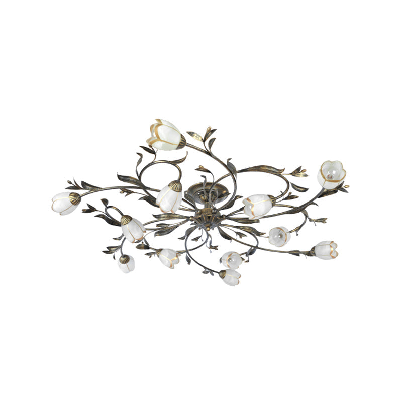 Vintage Tulip Glass Semi-Flush Ceiling Light