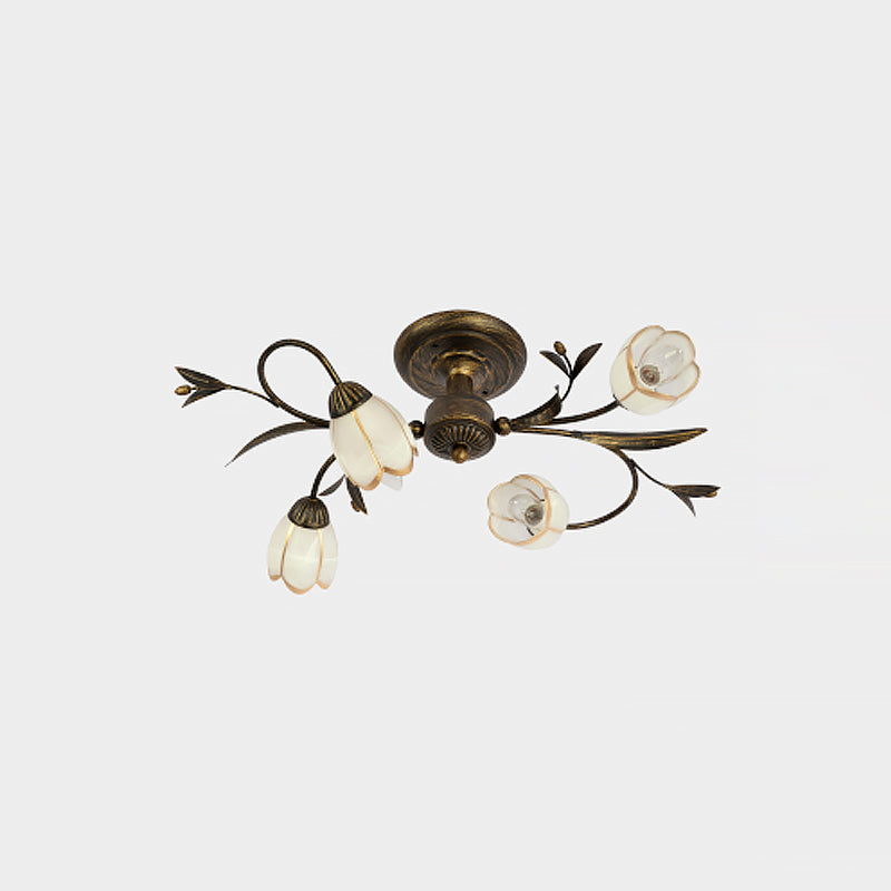Vintage Tulip Glass Semi-Flush Ceiling Light